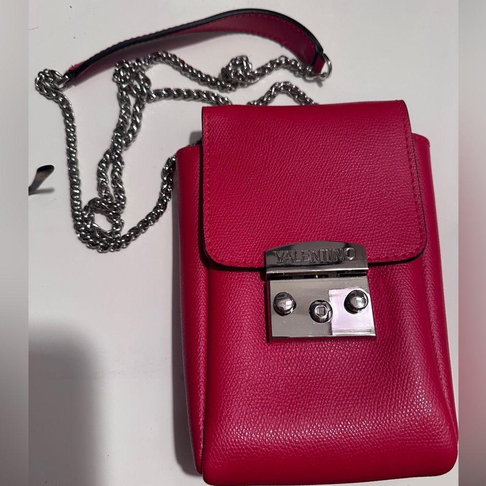 Mario Valentino Mini Red leather Bag. Measures 7 1/2” x 5”